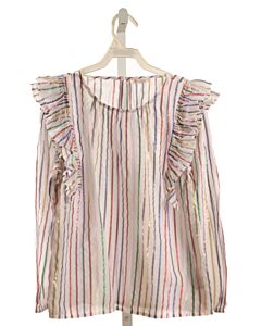 CREWCUTS  MULTI-COLOR SEERSUCKER STRIPED  DRESS SHIRT WITH RUFFLE