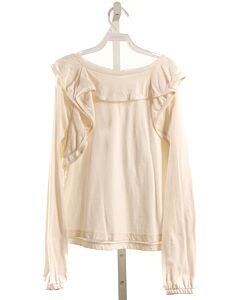 CREWCUTS  IVORY    KNIT LS SHIRT WITH RUFFLE