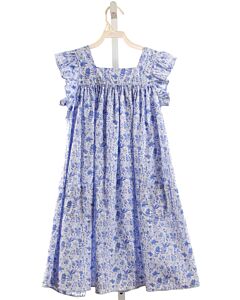SHRIMP & GRITS  BLUE  FLORAL  DRESS WITH PICOT STITCHING