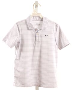 VINEYARD VINES  WHITE  STRIPED  KNIT SS SHIRT