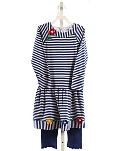 FLORENCE EISEMAN  BLUE KNIT STRIPED  2-PIECE OUTFIT