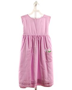 THE OAKS APPAREL   LAVENDER  FLORAL EMBROIDERED DRESS WITH RIC RAC