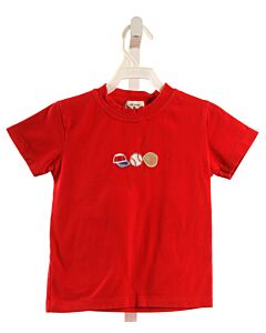 THE OAKS APPAREL   RED   APPLIQUED KNIT SS SHIRT