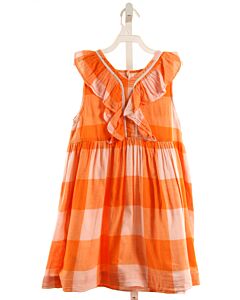 PINK CHICKEN  ORANGE  CHECK  DRESS WITH RUFFLE