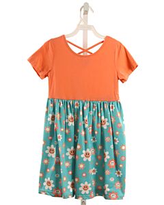 RUFFLE GIRL  ORANGE  FLORAL  KNIT DRESS