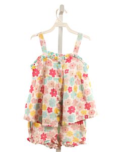 RABBIT  + BEAR  MULTI-COLOR SEERSUCKER FLORAL  2-PIECE OUTFIT