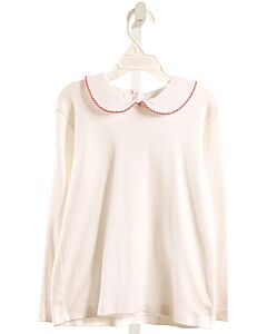BELLA BLISS  WHITE    KNIT LS SHIRT WITH PICOT STITCHING