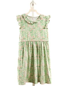 SERENDIPITY  GREEN  FLORAL  KNIT DRESS WITH PICOT STITCHING