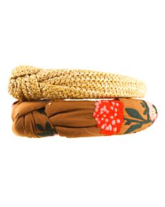 NO TAG  BROWN  FLORAL EMBROIDERED HEADBAND