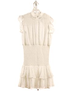 AQUA GIRLS  WHITE  SWISS DOT SMOCKED PARTY DRESS