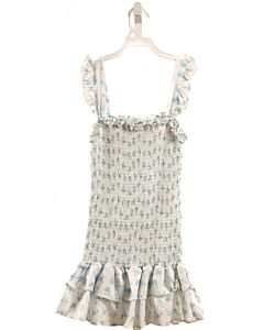 MOLICUTY  LT BLUE  FLORAL SMOCKED DRESS