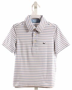 VINEYARD VINES  WHITE  STRIPED  KNIT SS SHIRT