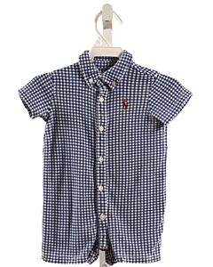 RALPH LAUREN  NAVY  GINGHAM  KNIT SHORTALL