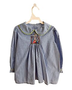 MOM & ME  BLUE  GINGHAM SMOCKED DRESS SHIRT WITH RIC RAC