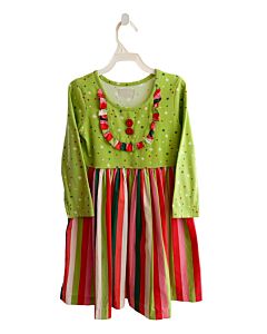 ELEANOR ROSE  GREEN  STRIPED  DRESS WITH RUFFLE