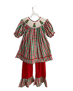 SMOCKED A LOT  RED  PLAID SMOCKED 2-PIECE OUTFIT