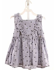 MAYORAL  BLUE  FLORAL  SLEEVELESS SHIRT WITH RUFFLE