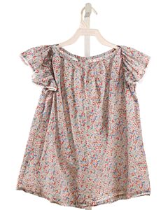MARY & GRACE  RED  FLORAL  SHIRT-SS WITH EYELET TRIM