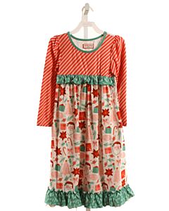 CHEEKY PLUM  RED  STRIPED PRINTED DESIGN LOUNGEWEAR WITH EYELET TRIM