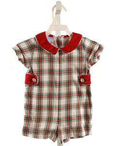 BELLA BLISS  RED  PLAID  SHORTALL