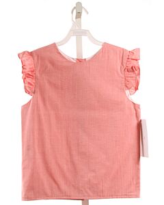 HANNAH KATE  PINK SEERSUCKER STRIPED  SLEEVELESS SHIRT WITH RUFFLE