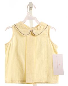 HANNAH KATE  YELLOW SEERSUCKER   SLEEVELESS SHIRT WITH PICOT STITCHING