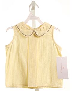 HANNAH KATE  YELLOW SEERSUCKER   SLEEVELESS SHIRT WITH PICOT STITCHING