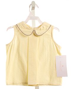 HANNAH KATE  YELLOW SEERSUCKER   SLEEVELESS SHIRT WITH PICOT STITCHING