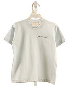 HANNAH KATE  LT BLUE   EMBROIDERED KNIT SS SHIRT