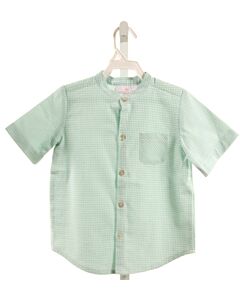 HANNAH KATE  MINT SEERSUCKER GINGHAM  DRESS SHIRT