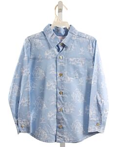 HANNAH KATE  LT BLUE  PRINT  DRESS SHIRT
