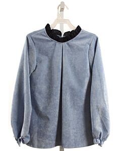 HANNAH KATE  BLUE CORDUROY   SHIRT-LS WITH RUFFLE