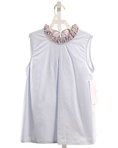 HANNAH KATE  LT BLUE    SLEEVELESS SHIRT WITH RUFFLE