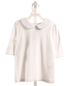 THE PROPER PEONY  WHITE    KNIT LS SHIRT WITH PICOT STITCHING