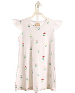 THE BEAUFORT BONNET COMPANY  WHITE  FLORAL  KNIT DRESS WITH EYELET TRIM
