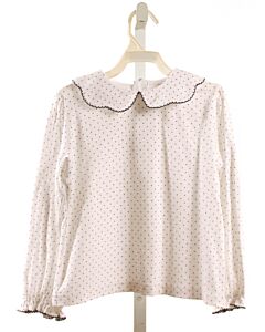 THE BEAUFORT BONNET COMPANY  NAVY  POLKA DOT  KNIT LS SHIRT WITH PICOT STITCHING