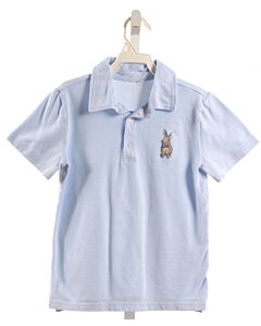 NO TAG  LT BLUE   EMBROIDERED KNIT SS SHIRT