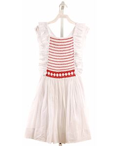 LA OCA LOCA  WHITE SWISS DOT  SMOCKED DRESS WITH RUFFLE
