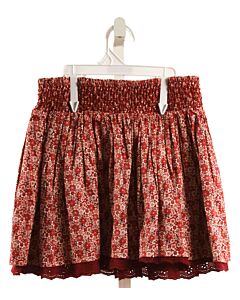 EL CORTE INGLES  MAROON  FLORAL  SKIRT WITH EYELET TRIM