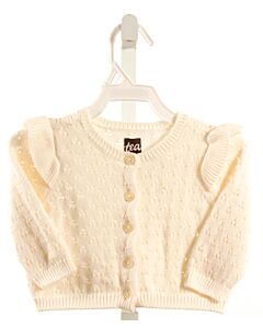 TEA  WHITE EYELET   CARDIGAN WITH RUFFLE
