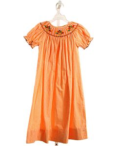 CLASSIC WHIMSY  ORANGE  GINGHAM SMOCKED DRESS