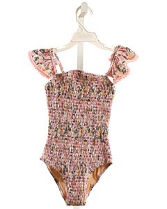 SHADE CRITTERS  PINK  FLORAL SMOCKED 1-PIECE SWIMSUIT