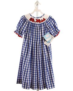 VIVE LA FETE  BLUE  GINGHAM SMOCKED DRESS WITH RIC RAC