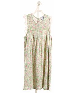 EYELET & IVY  GREEN  FLORAL  KNIT DRESS WITH EYELET TRIM