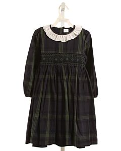 EDGEHILL COLLECTION  NAVY  PLAID SMOCKED DRESS