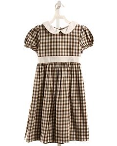 EDGEHILL COLLECTION  BROWN  GINGHAM  DRESS