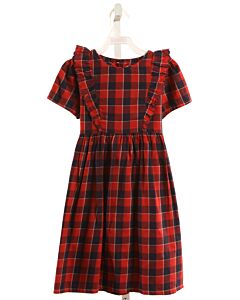 EDGEHILL COLLECTION  RED  PLAID  DRESS WITH RUFFLE