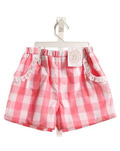 THE BEAUFORT BONNET COMPANY  PINK  CHECK  SHORTS WITH EYELET TRIM