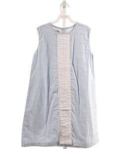 THE OAKS APPAREL   LT BLUE  STRIPED  DRESS WITH EYELET TRIM