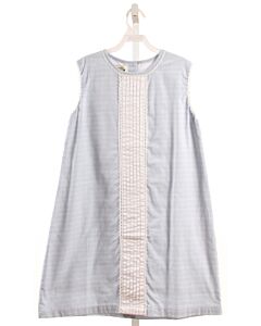 THE OAKS APPAREL   LT BLUE  STRIPED  DRESS WITH EYELET TRIM